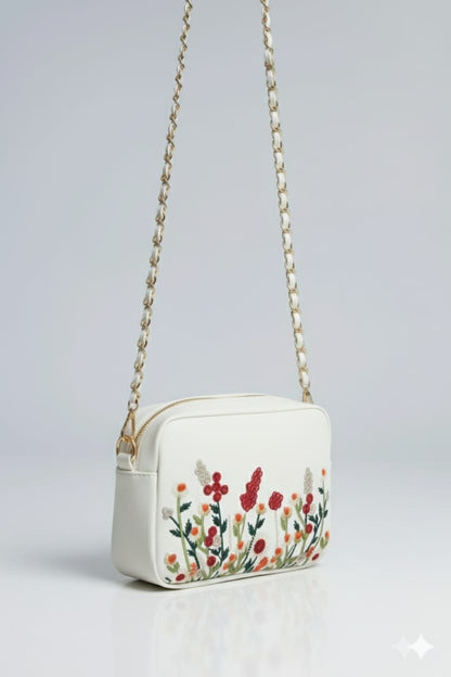 white Bloom Crossbody Bag