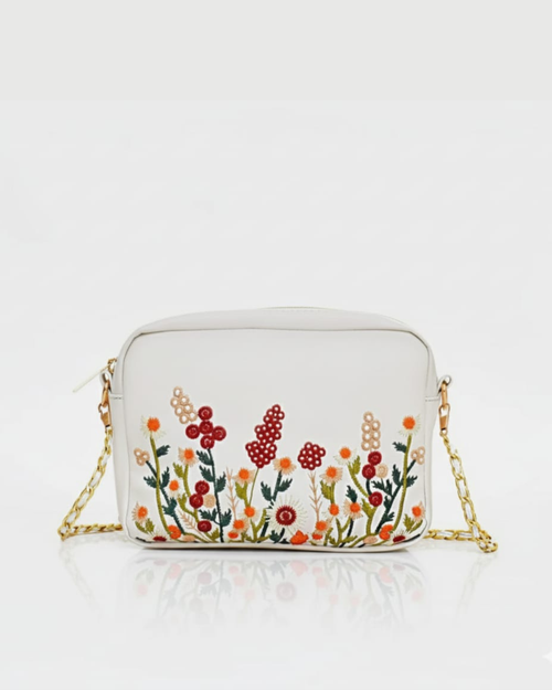 white Bloom Crossbody Bag