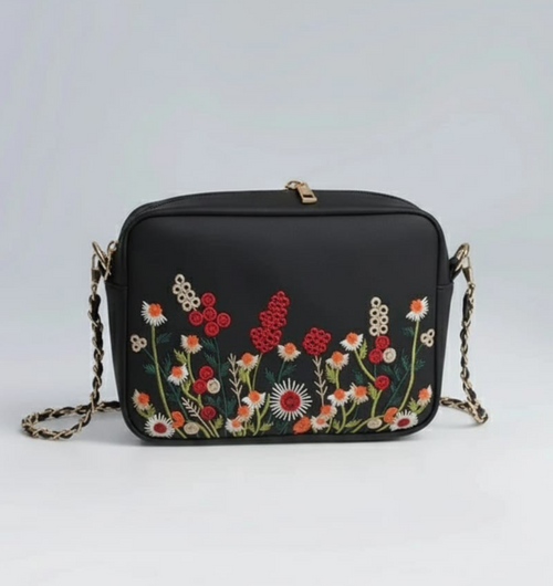 Black Bloom Crossbody Bag