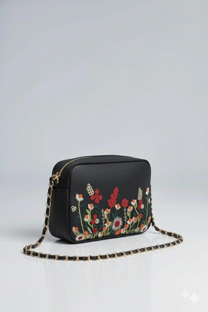 Black Bloom Crossbody Bag